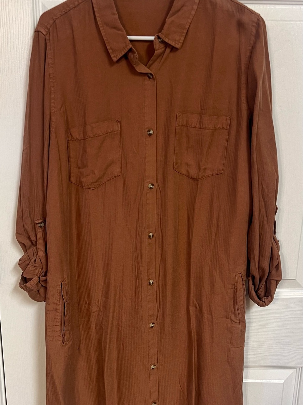 Altar'd State Rust Button-Front Shirt